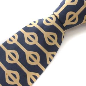 ネクタイ ワイドタイ 総柄 シルク フランス製 スーツ ビジネス 紺 ネイビー 黄色 イエロー