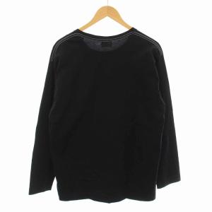 LANVIN en Bleu Tシャツ カットソー ロゴプリント 長袖 50 L 黒 ブラック 白 ホワイト