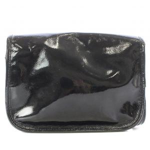 Longchamp ショルダーバッグ エナメル ロゴ 黒 ブラック