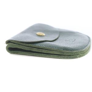 IL BISONTE 二つ折り財布 コンパクトウォレット ロゴ 牛革 レザー 緑 グリーン 411186 OF