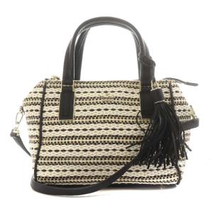 キングストン アリーナ ハンドバッグ ショルダーバッグ 2way タッセル 黒 ブラック 白 ホワイト PXRU8947