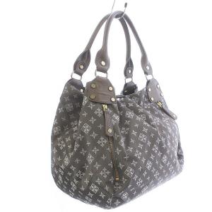 russet トートバッグ ハンドバッグ モノグラム レザー ナイロン グレー 茶 ブラウン