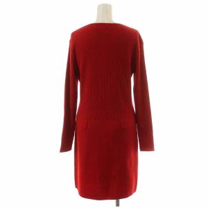 GIVENCHY BOUTIQUES ニットワンピース ひざ丈 ウール リブ 切替 長袖 赤 レッド