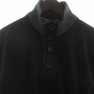 HUGO BOSS カットソー ニット スタンドカラー プルオーバー 長袖 M 黒 ブラック グレー