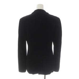 GIORGIO ARMANI ヴィンテージ テーラードジャケット ダブル ベロア 絹 シルク 38 M 黒 ブラック GY09