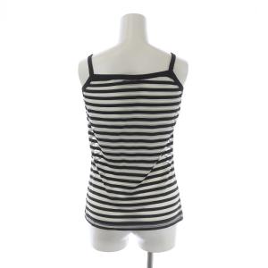 FENDI ズッカ カットソー ノースリーブ シアー ワンポイント ボーダー 42 L 黒 ブラック 白 ホワイト GY09