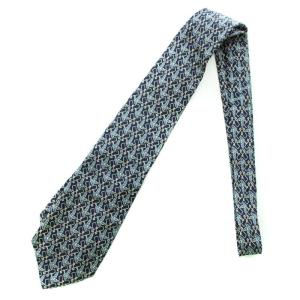 Salvatore Ferragamo ネクタイ レギュラータイ 総柄 絹 シルク ロゴ 紺 ネイビー 青 ブルー ベージュ