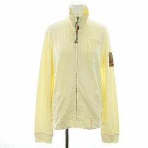 スウェットジャケット カーディガン ジップアップ スタンドカラー ワッペン ロゴ刺繍 L アイボリー