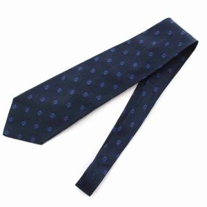 FENDI ネクタイ ズッカ柄 シルク100％ 紺 ネイビー 青