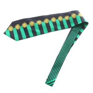 GIANNI VERSACE ネクタイ レギュラータイ ボーダー メデューサ 絹 シルク 黒 ブラック 緑 グリーン 黄色 イエロー