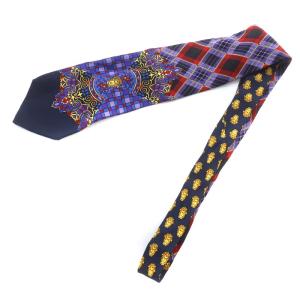 GIANNI VERSACE ネクタイ レギュラータイ 総柄 チェック 絹 シルク マルチカラー