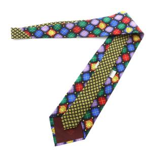 GIANNI VERSACE ネクタイ レギュラータイ 総柄 チェック メデューサ 絹 シルク マルチカラー