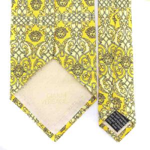 GIANNI VERSACE ネクタイ ワイドタイ 総柄 シルク 黄色 イエロー