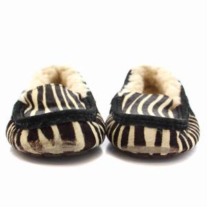 UGG australia スリッポン モカシン ハラコ ゼブラ柄 US7 24cm 茶 黒 アイボリー 1002242