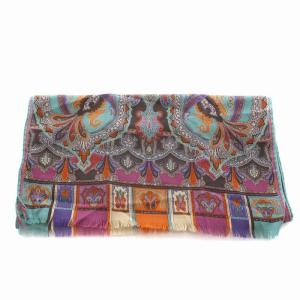 ETRO ストール マフラー 総柄 ウール シルク混 マルチカラー