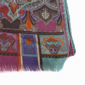 ETRO ストール マフラー 総柄 ウール シルク混 マルチカラー