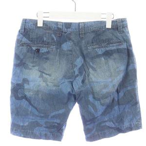 SOPHNET. ハーフパンツ ショート デニム ジップフライ カモフラ 迷彩柄 M 青 ブルー