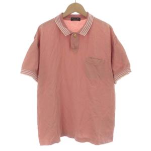 MONSIEUR ポロシャツ ライン 金ボタン 半袖 M ピンク