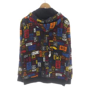 adidas Originals パーカー トラックジャケット スウェット ジップアップ フード 総柄 M 黒 ブラック マルチカラー AZ1099 GY06