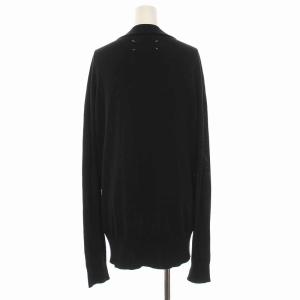 Martin Margiela 4 メゾンマルジェラ カーディガン ニット Vネック 長袖 ウール シルク混 M 黒 ブラック