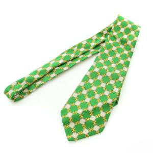 CELINE ネクタイ ワイドタイ 総柄 シルク スーツ ビジネス 緑 グリーン