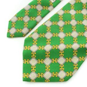 CELINE ネクタイ ワイドタイ 総柄 シルク スーツ ビジネス 緑 グリーン