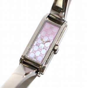 腕時計 バングルウォッチ クォーツ アナログ ピンクシェル文字盤 スクエア 2針 シルバー ピンク 109