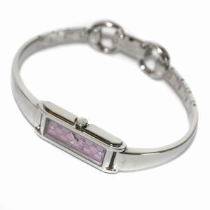 GUCCI 腕時計 バングルウォッチ クォーツ アナログ ピンクシェル文字盤 スクエア 2針 シルバー ピンク 109