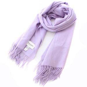 ORIGINAL カシミヤ大判ストール マフラー フリンジ 紫 パープル