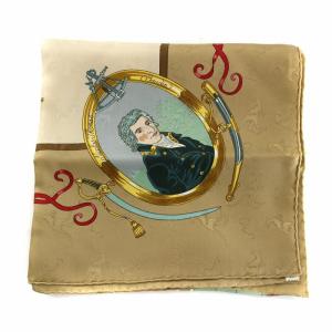 HERMES LE GEOGRAPHE カレ90 地理学者 スカーフ 総柄 絹 シルク ベージュ マルチカラー