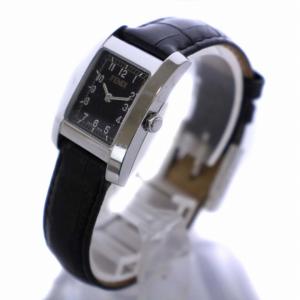 FENDI 腕時計 アナログ クオーツ スクエア 黒文字盤 レザーベルト 黒 ブラック シルバー 038-7000L-220