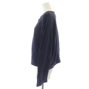 agnes b. カーディガン スウェット 長袖 クルーネック スナップボタン 3 L 黒 ブラック