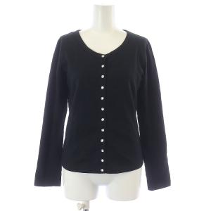 カットソー 長袖 クルーネック スナップボタン 2 M 黒 ブラック