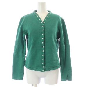 プレッション カーディガン スウェット 長袖 Vネック T2 M 緑 グリーン