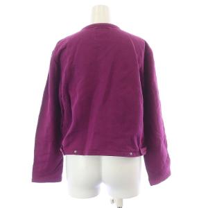 agnes b. スウェット カーディガン 長袖 クルーネック スナップボタン 裏起毛 1 S 紫 パープル