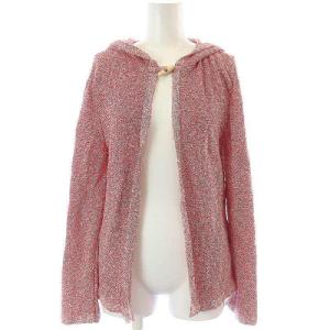 ニットカーディガン 長袖 フード メランジ 1 S 赤 レッド