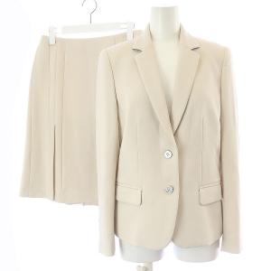スーツ セットアップ 上下 テーラードジャケット シングル フレアスカート ひざ丈 肩パッド 38 40 M L ベージュ