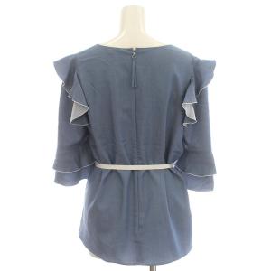 TO BE CHIC 18SS ブラウス 五分袖 フリル シャツ リボン 42 M 水色 ライトブルー
