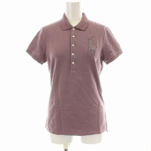 ポロシャツ カットソー 半袖 ビッグポニー ビーズ L 紫 パープル