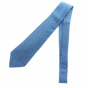 HERMES ネクタイ レギュラータイ シルク 総柄 青 ブルー 7571 SA