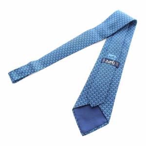 HERMES ネクタイ レギュラータイ シルク 総柄 青 ブルー 7571 SA