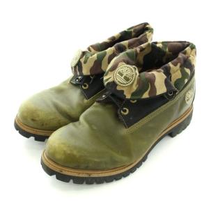 Timberland ショートブーツ ワーク レースアップ レザー 裏地カモフラ 靴 シューズ 12W 30cm 大きいサイズ カーキ