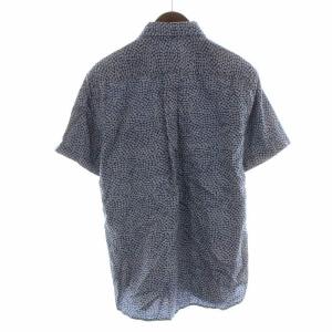 Brooks Brothers Red Fleece ボタンダウンシャツ カジュアルシャツ 半袖 総柄 M 紺 ネイビー 白 ホワイト