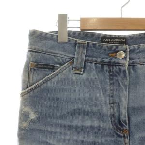 DOLCE&GABBANA Vintage デニムパンツ ジーンズ ジップフライ ダメージ加工 ラインストーン 装飾 ロゴ 大きいサイズ 42 XL 青