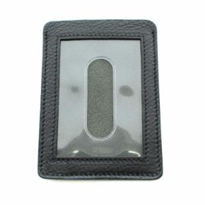 IL BISONTE パスケース カードケース レザー ロゴ型押し 黒 ブラック