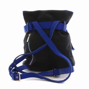 LANVIN en Bleu キャンバスリボンリュック リュックサック バックパック 黒 ブラック 青 ブルー