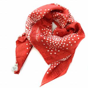 スカーフ ドット 赤 レッド 白 ホワイト