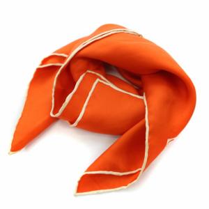 スカーフ ロゴ オレンジ 白 アイボリー