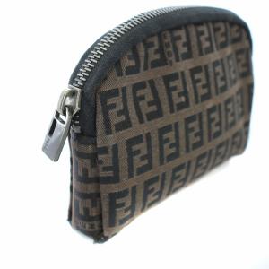 FENDI ポーチ ケース ズッカ柄 キャンバス 茶 ブラウン 黒 ブラック