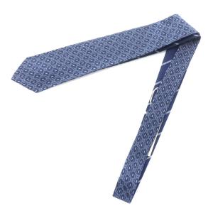 BVLGARI ネクタイ レギュラータイ リバーシブル ストライプ 総柄 絹 シルク 紺 ネイビー 白 ホワイト
